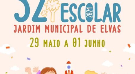 A 32ª Feira Escolar do Concelho de Elvas vai decorrer de 29 de maio a 1 de junho, no Jardim Municipal de Elvas