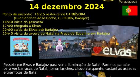 A iniciativa Rota das Luzes Elvas / Badajoz, integrada no Elvas Cidade Natal, realiza-se este sábado, 14 de dezembro, com o objetivo de conhecer a iluminação de Natal da nossa cidade.