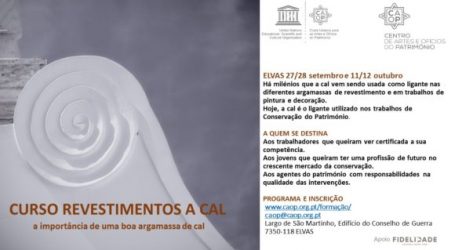 Curso de revestimentos a cal no Centro de Artes e Ofícios do Património, em Elvas